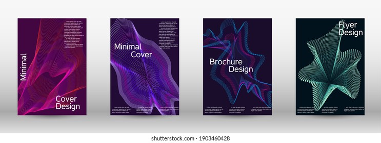 Modern design template.  A set of modern abstract covers. Future futuristic template with abstract current forms for banner design, poster, booklet, report, journal.  Vector illustration. EPS 10. 