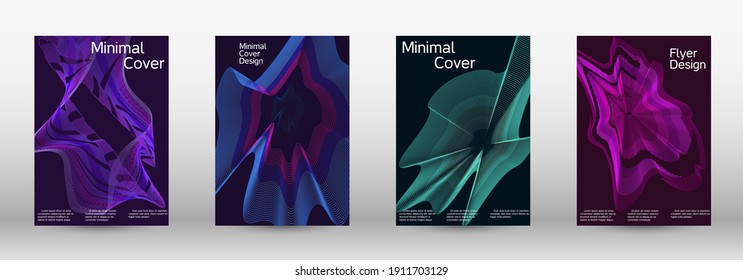 Modern design template.  A set of modern abstract covers. Future futuristic template with abstract current forms for banner design, poster, booklet, report, journal.  Vector illustration. EPS 10. 