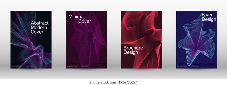 Modern design template.  A set of modern abstract covers. Future futuristic template with abstract current forms for banner design, poster, booklet, report, journal.  Vector illustration. EPS 10. 
