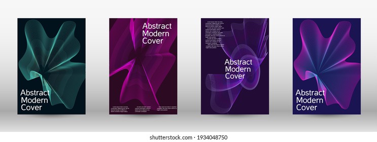 Modern design template.  A set of modern abstract covers. Creative backgrounds from abstract lines to create a fashionable abstract cover, banner, poster, booklet. Vector illustration. EPS 10. 