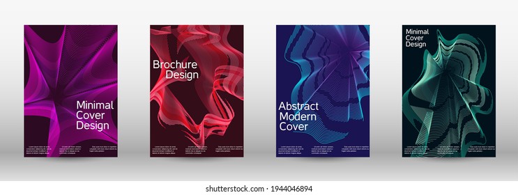 Modern design template.  A set of modern abstract covers. Future futuristic template with abstract current forms for banner design, poster, booklet, report, journal.  Vector illustration. EPS 10. 