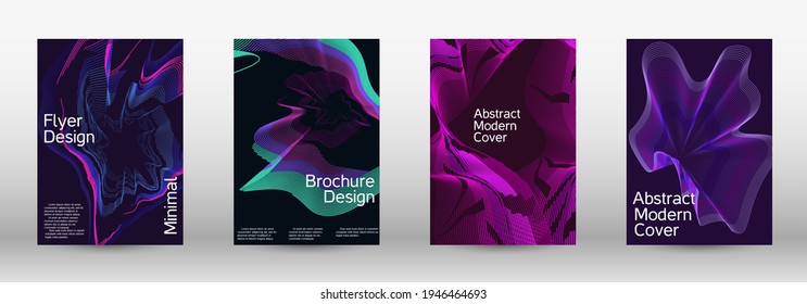 Modern design template.  A set of modern abstract covers. Future futuristic template with abstract current forms for banner design, poster, booklet, report, journal.  Vector illustration. EPS 10. 