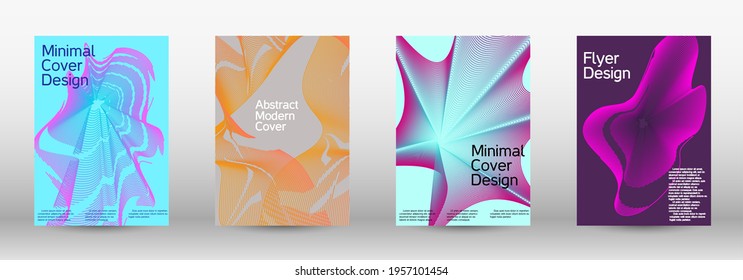 Modern design template. A set of modern abstract covers. Future futuristic template with abstract current forms for banner design, poster, booklet, report, journal. 