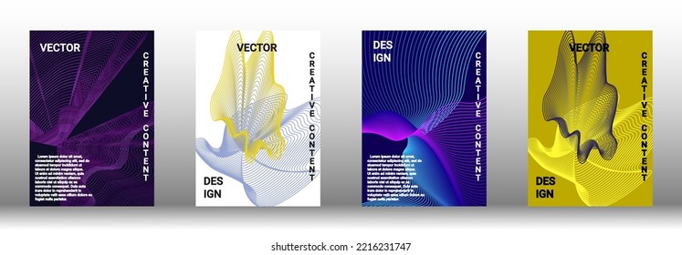 Moderne Design-Vorlage. Eine Reihe moderner abstrakter Cover. Kreative Hintergründe aus abstrakten Linien, um ein modisches abstraktes Cover, Banner, Poster, Booklet zu erstellen. Vektorgrafik. EPS10.