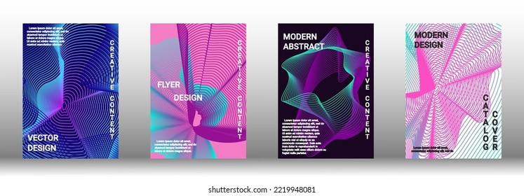 Modern design template. A set of modern abstract covers. Creative backgrounds from abstract lines to create a fashionable abstract cover, banner, poster, booklet. Vector illustration. EPS 10.