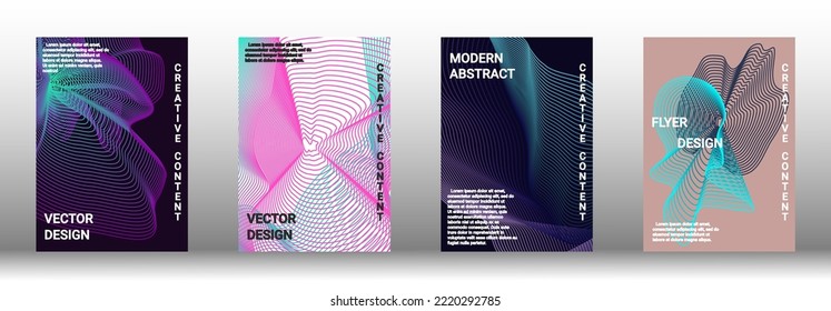 Modern design template. A set of modern abstract covers. Creative backgrounds from abstract lines to create a fashionable abstract cover, banner, poster, booklet. Vector illustration. EPS 10.