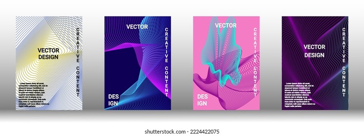 Modern design template. A set of modern abstract covers. Creative backgrounds from abstract lines to create a fashionable abstract cover, banner, poster, booklet. Vector illustration. EPS 10.