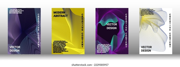 Modern design template. A set of modern abstract covers. Creative backgrounds from abstract lines to create a fashionable abstract cover, banner, poster, booklet. Vector illustration. EPS 10.