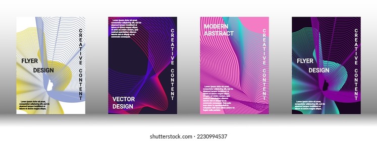 Modern design template. A set of modern abstract covers. Creative backgrounds from abstract lines to create a fashionable abstract cover, banner, poster, booklet. Vector illustration. EPS 10.