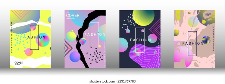 Plantilla de diseño moderna. Conjunto de cubiertas abstractas modernas. Fondos creativos a partir de formas de gradiente abstracto para crear una portada, pancarta, afiche, folleto abstracto de moda. Ilustración vectorial. EPS 10.