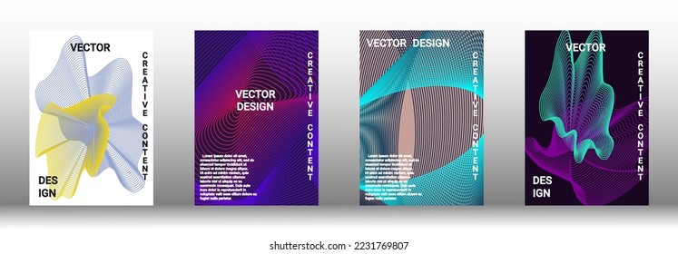 Modern design template. A set of modern abstract covers. Creative backgrounds from abstract lines to create a fashionable abstract cover, banner, poster, booklet. Vector illustration. EPS 10.