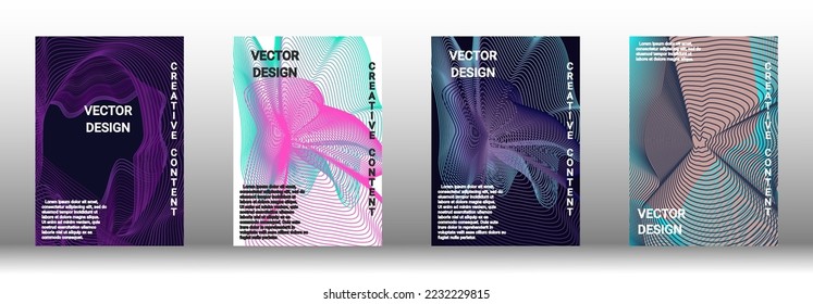 Modern design template. A set of modern abstract covers. Creative backgrounds from abstract lines to create a fashionable abstract cover, banner, poster, booklet. Vector illustration. EPS 10.