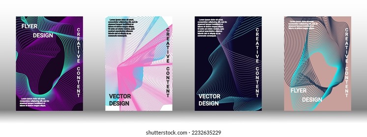 Moderne Design-Vorlage. Eine Reihe moderner abstrakter Cover. Kreative Hintergründe aus abstrakten Linien, um ein modisches abstraktes Cover, Banner, Poster, Booklet zu erstellen. Vektorgrafik. EPS10.