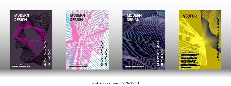 Modern design template. A set of modern abstract covers. Creative backgrounds from abstract lines to create a fashionable abstract cover, banner, poster, booklet. Vector illustration. EPS 10.