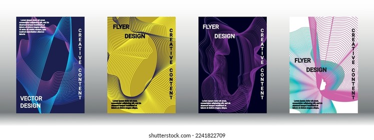 Modern design template. A set of modern abstract covers. Creative backgrounds from abstract lines to create a fashionable abstract cover, banner, poster, booklet. Vector illustration. EPS 10.