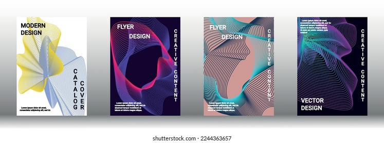 Modern design template. A set of modern abstract covers. Creative backgrounds from abstract lines to create a fashionable abstract cover, banner, poster, booklet. Vector illustration. EPS 10.