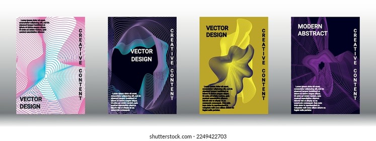 Plantilla de diseño moderna. Un conjunto de cubiertas abstractas modernas. Fondos creativos de líneas abstractas para crear una portada abstracta, pancarta, afiche, folleto de moda. Ilustración vectorial. EPS 10.