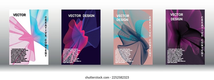 Modern design template. A set of modern abstract covers. Creative backgrounds from abstract lines to create a fashionable abstract cover, banner, poster, booklet. Vector illustration. EPS 10.