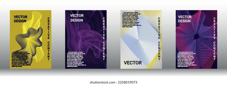 Modern design template. A set of modern abstract covers. Creative backgrounds from abstract lines to create a fashionable abstract cover, banner, poster, booklet. Vector illustration. EPS 10.