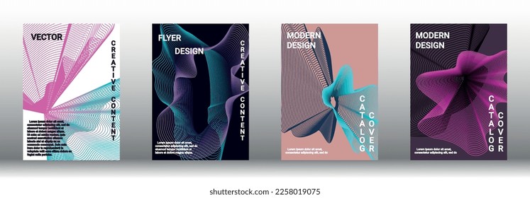 Modern design template. A set of modern abstract covers. Creative backgrounds from abstract lines to create a fashionable abstract cover, banner, poster, booklet. Vector illustration. EPS 10.