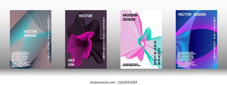 Modern design template. A set of modern abstract covers. Creative backgrounds from abstract lines to create a fashionable abstract cover, banner, poster, booklet. Vector illustration. EPS 10.