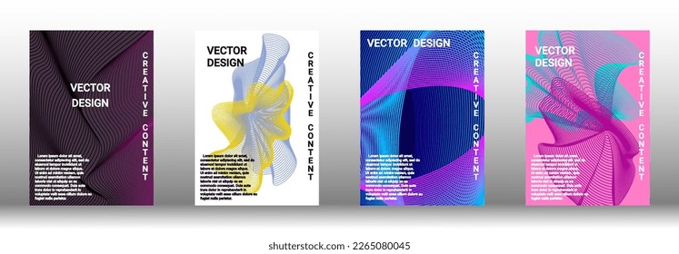 Modern design template. A set of modern abstract covers. Creative backgrounds from abstract lines to create a fashionable abstract cover, banner, poster, booklet. Vector illustration. EPS 10.