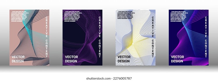 Modern design template. A set of modern abstract covers. Creative backgrounds from abstract lines to create a fashionable abstract cover, banner, poster, booklet. Vector illustration. EPS 10.