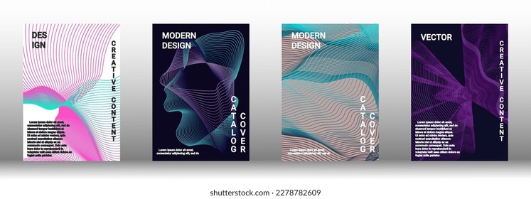 Moderne Design-Vorlage. Eine Reihe moderner abstrakter Cover. Kreative Hintergründe aus abstrakten Linien, um ein modisches abstraktes Cover, Banner, Poster, Booklet zu erstellen. Vektorgrafik. EPS10.