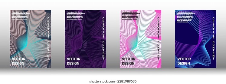 Modern design template. A set of modern abstract covers. Creative backgrounds from abstract lines to create a fashionable abstract cover, banner, poster, booklet. Vector illustration. EPS 10.