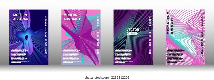 Plantilla de diseño moderna. Un conjunto de cubiertas abstractas modernas. Fondos creativos de líneas abstractas para crear una portada abstracta, pancarta, afiche, folleto de moda. Ilustración vectorial. EPS 10.