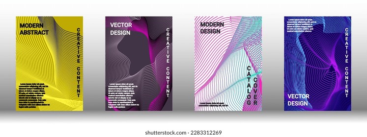 Modern design template. A set of modern abstract covers. Creative backgrounds from abstract lines to create a fashionable abstract cover, banner, poster, booklet. Vector illustration. EPS 10.