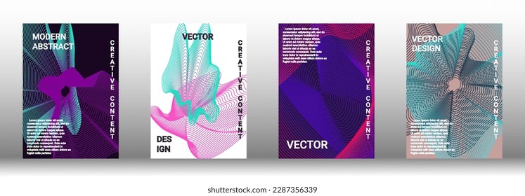 Plantilla de diseño moderna. Un conjunto de cubiertas abstractas modernas. Fondos creativos de líneas abstractas para crear una portada abstracta, pancarta, afiche, folleto de moda. Ilustración vectorial. EPS 10.