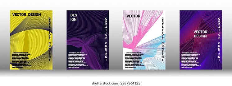 Modern design template. A set of modern abstract covers. Creative backgrounds from abstract lines to create a fashionable abstract cover, banner, poster, booklet. Vector illustration. EPS 10.
