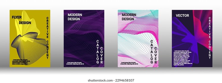 Plantilla de diseño moderna. Un conjunto de cubiertas abstractas modernas. Fondos creativos de líneas abstractas para crear una portada abstracta, pancarta, afiche, folleto de moda. Ilustración vectorial. EPS 10.