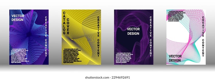 Modern design template. A set of modern abstract covers. Creative backgrounds from abstract lines to create a fashionable abstract cover, banner, poster, booklet. Vector illustration. EPS 10.