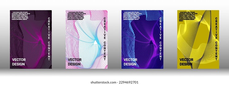 Modern design template. A set of modern abstract covers. Creative backgrounds from abstract lines to create a fashionable abstract cover, banner, poster, booklet. Vector illustration. EPS 10.