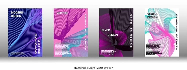 Modern design template. A set of modern abstract covers. Creative backgrounds from abstract lines to create a fashionable abstract cover, banner, poster, booklet. Vector illustration. EPS 10.