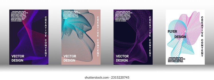 Modern design template. A set of modern abstract covers. Creative backgrounds from abstract lines to create a fashionable abstract cover, banner, poster, booklet. Vector illustration. EPS 10.