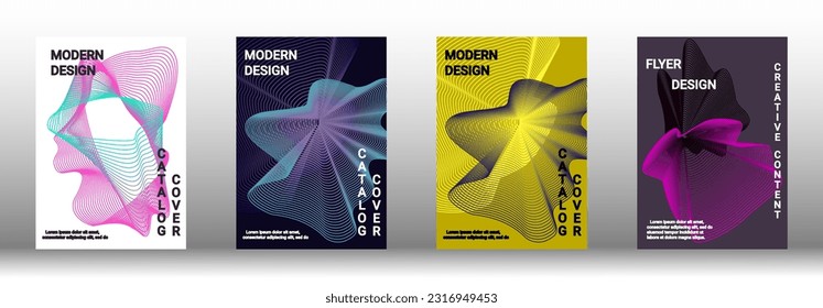 Plantilla de diseño moderna. Un conjunto de cubiertas abstractas modernas. Fondos creativos de líneas abstractas para crear una portada abstracta, pancarta, afiche, folleto de moda. Ilustración vectorial. EPS 10.