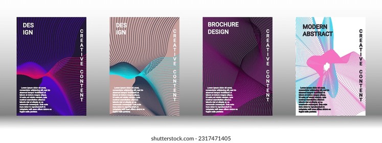 Modern design template. A set of modern abstract covers. Creative backgrounds from abstract lines to create a fashionable abstract cover, banner, poster, booklet. Vector illustration. EPS 10.