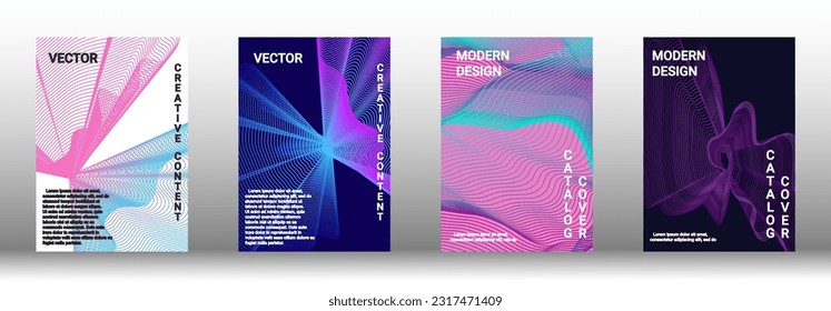 Modern design template. A set of modern abstract covers. Creative backgrounds from abstract lines to create a fashionable abstract cover, banner, poster, booklet. Vector illustration. EPS 10.