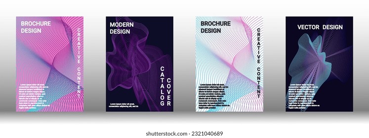 Modern design template. A set of modern abstract covers. Creative backgrounds from abstract lines to create a fashionable abstract cover, banner, poster, booklet. Vector illustration. EPS 10.