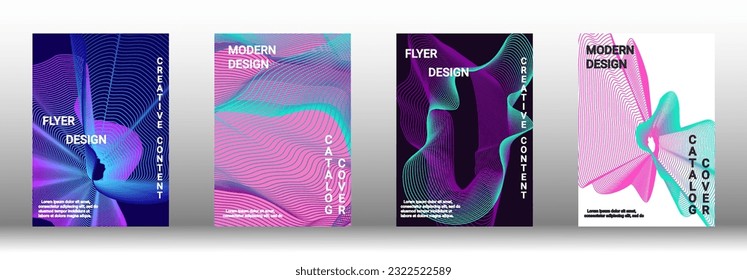 Modern design template. A set of modern abstract covers. Creative backgrounds from abstract lines to create a fashionable abstract cover, banner, poster, booklet. Vector illustration. EPS 10.