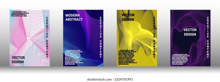 Modern design template. A set of modern abstract covers. Creative backgrounds from abstract lines to create a fashionable abstract cover, banner, poster, booklet. Vector illustration. EPS 10.