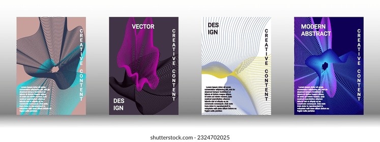 Modern design template. A set of modern abstract covers. Creative backgrounds from abstract lines to create a fashionable abstract cover, banner, poster, booklet. Vector illustration. EPS 10.