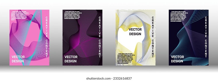 Modern design template. A set of modern abstract covers. Creative backgrounds from abstract lines to create a fashionable abstract cover, banner, poster, booklet. Vector illustration. EPS 10.