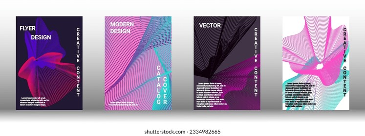 Modern design template. A set of modern abstract covers. Creative backgrounds from abstract lines to create a fashionable abstract cover, banner, poster, booklet. Vector illustration. EPS 10.