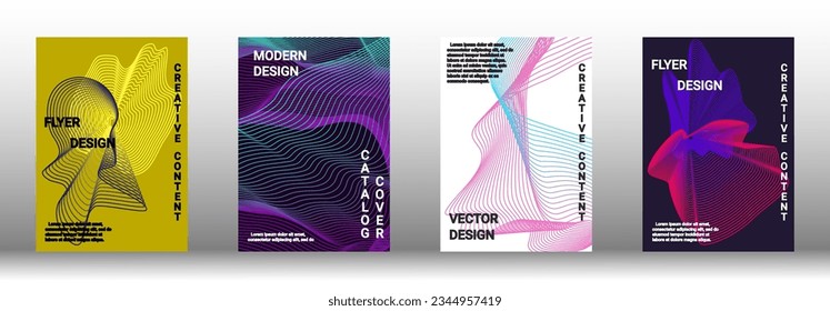 Modern design template. A set of modern abstract covers. Creative backgrounds from abstract lines to create a fashionable abstract cover, banner, poster, booklet. Vector illustration. EPS 10.