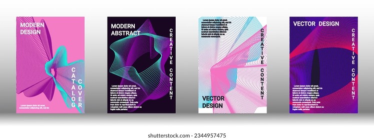 Modern design template. A set of modern abstract covers. Creative backgrounds from abstract lines to create a fashionable abstract cover, banner, poster, booklet. Vector illustration. EPS 10.