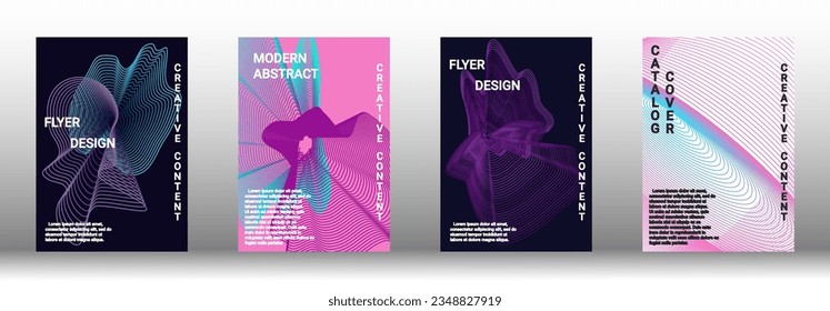 Modern design template. A set of modern abstract covers. Creative backgrounds from abstract lines to create a fashionable abstract cover, banner, poster, booklet. Vector illustration. EPS 10.
